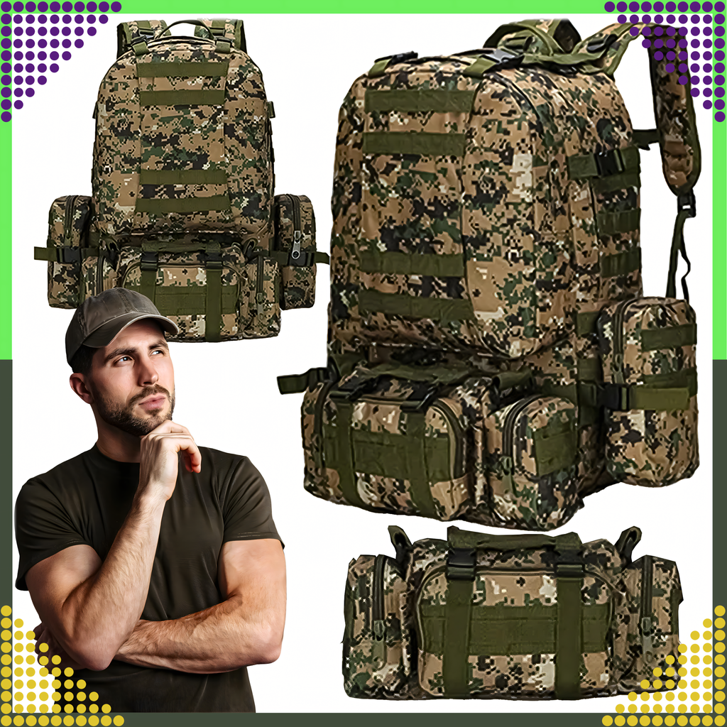 Tactical Military Travel Backpack 4-in-1 Survival 50L