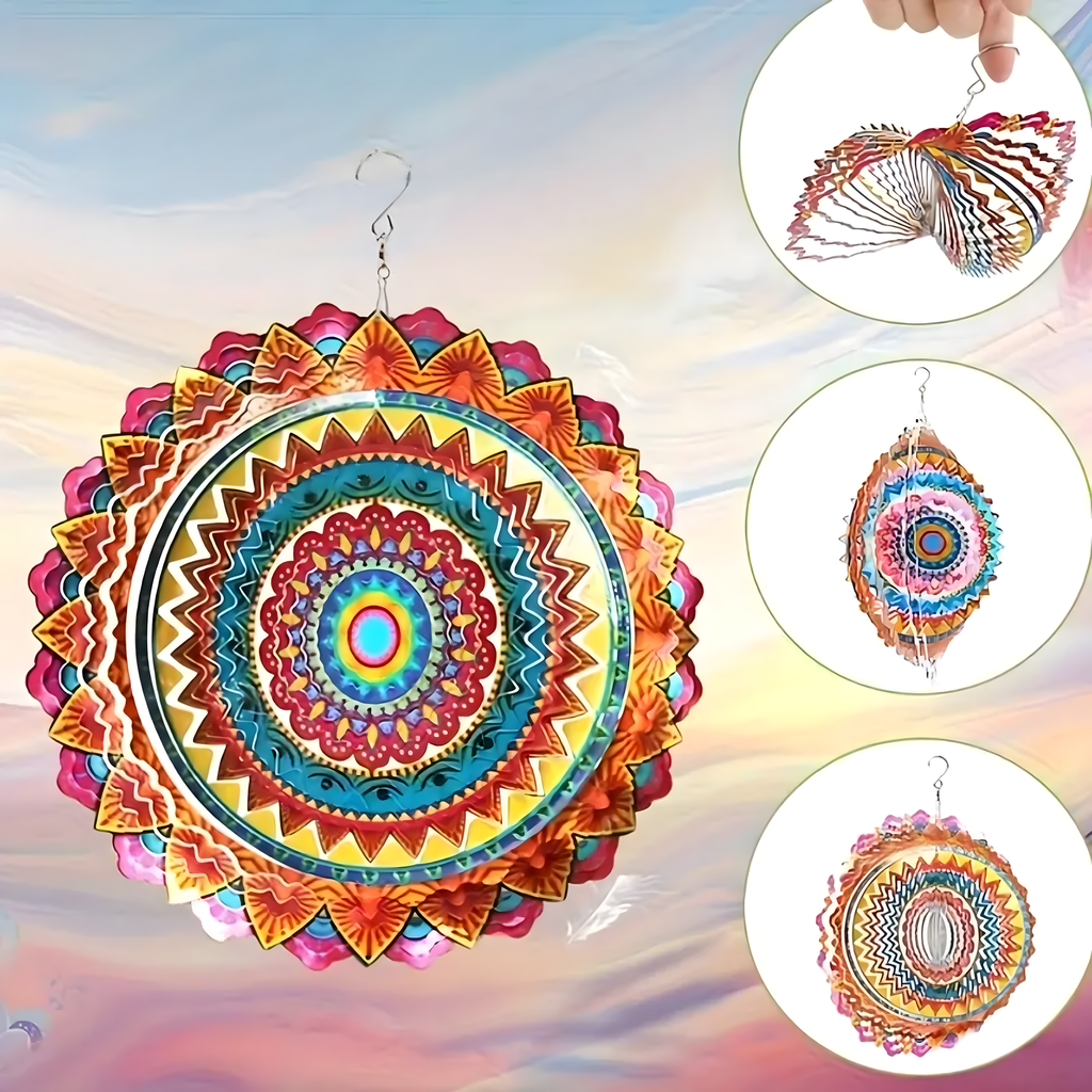 Hanging Spinner Decoration Wind Catcher 12” 3D Mandala