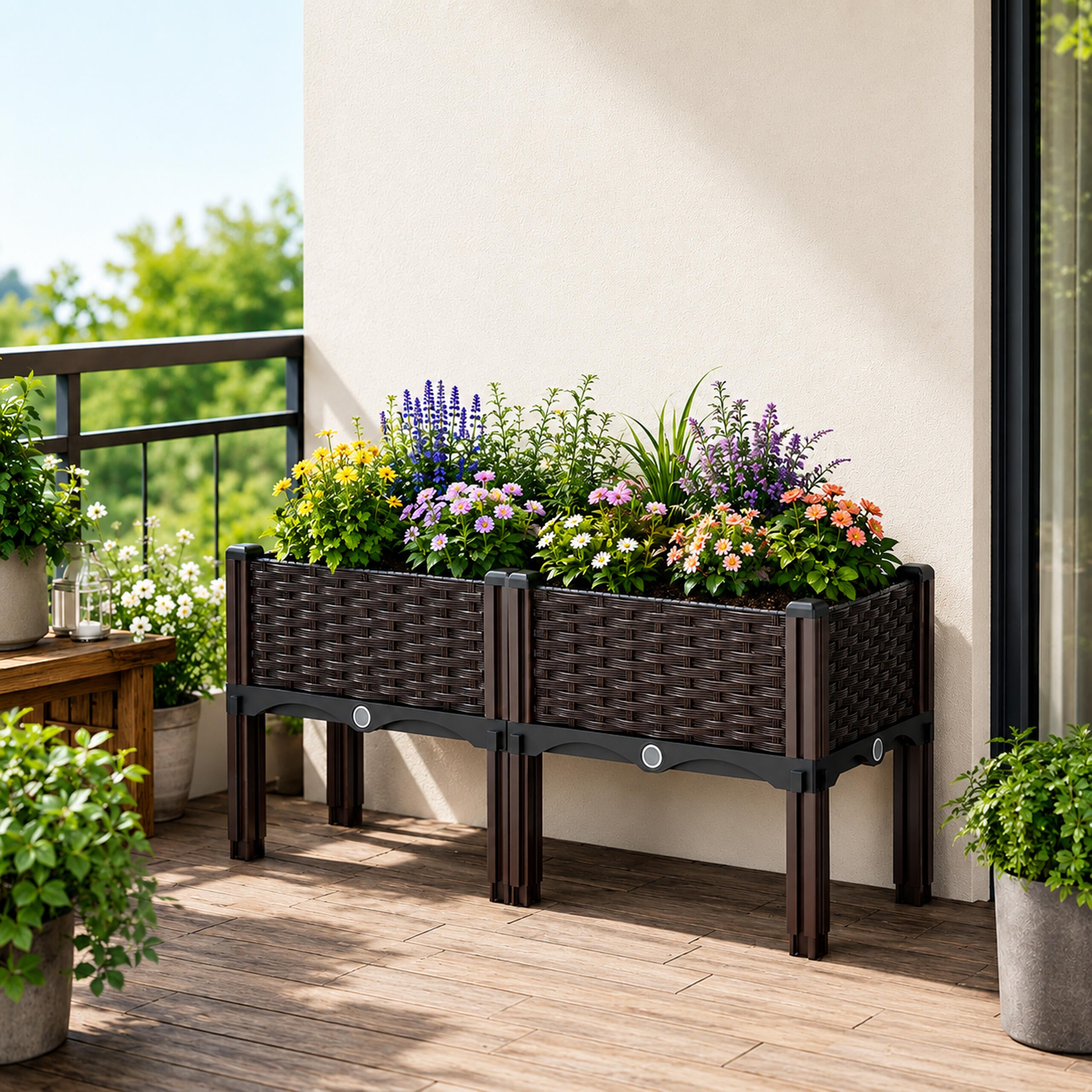 Modular Raised Garden Planter for Flowers and Vegetables 80x40x38cm Brown
