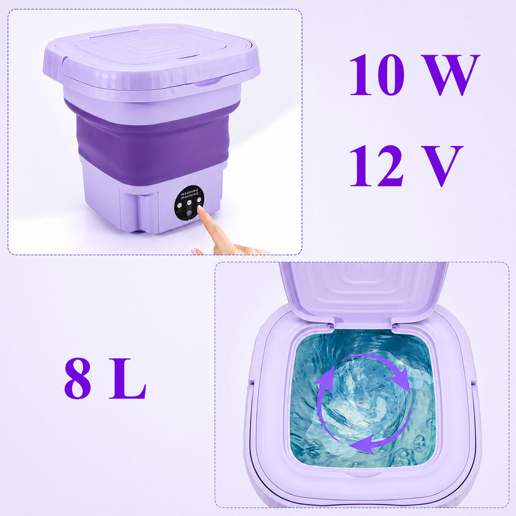 Portable Mini Folding Automatic Washing Machine 8L for Travel and Camping