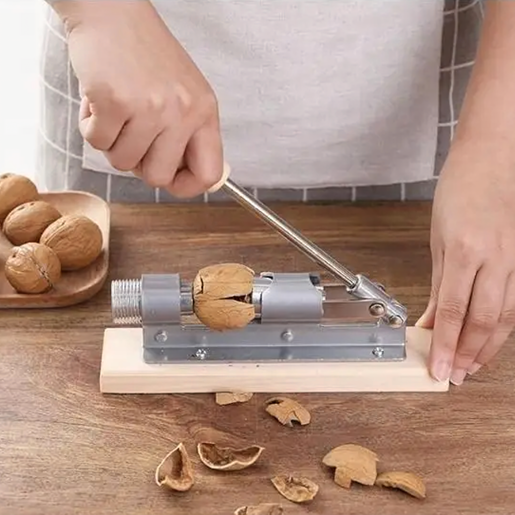 Steel Nutcracker with Wooden Base