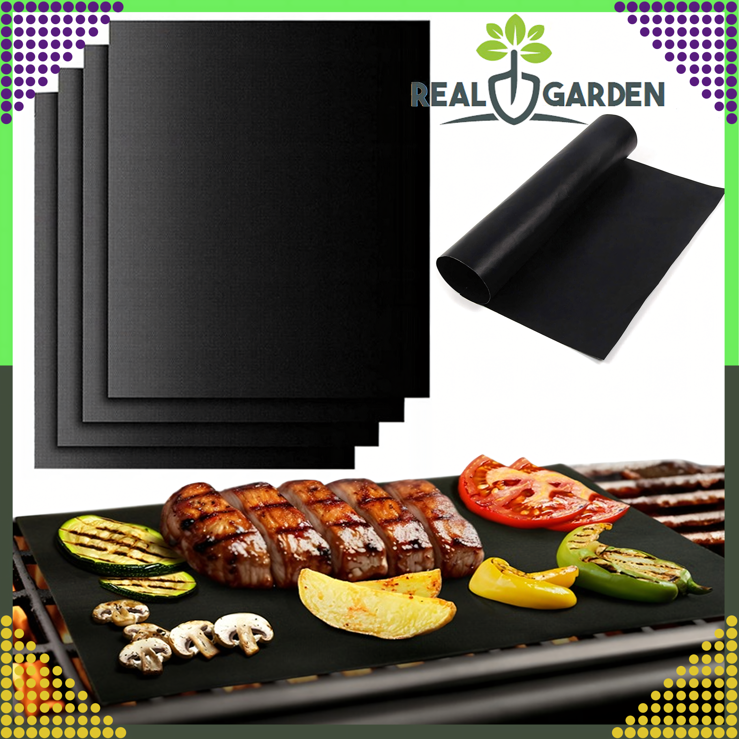 Teflon Mat BBQ Baking Tray for Oven Grill Reusable x4