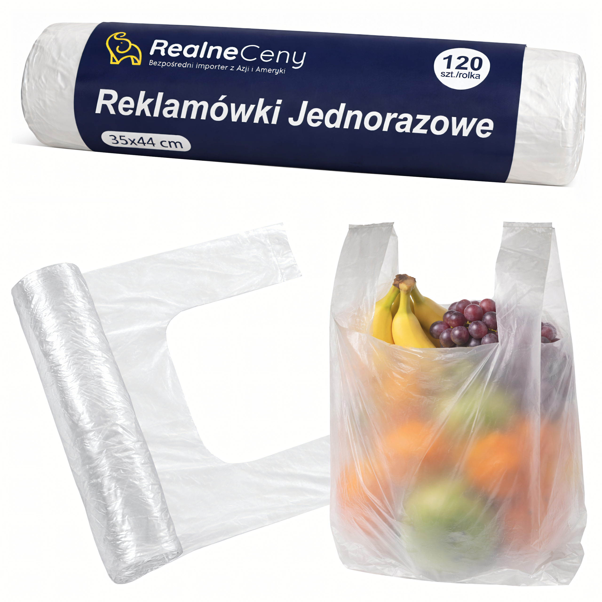 Disposable Plastic Bags Roll 44x35cm 120 pcs Strong