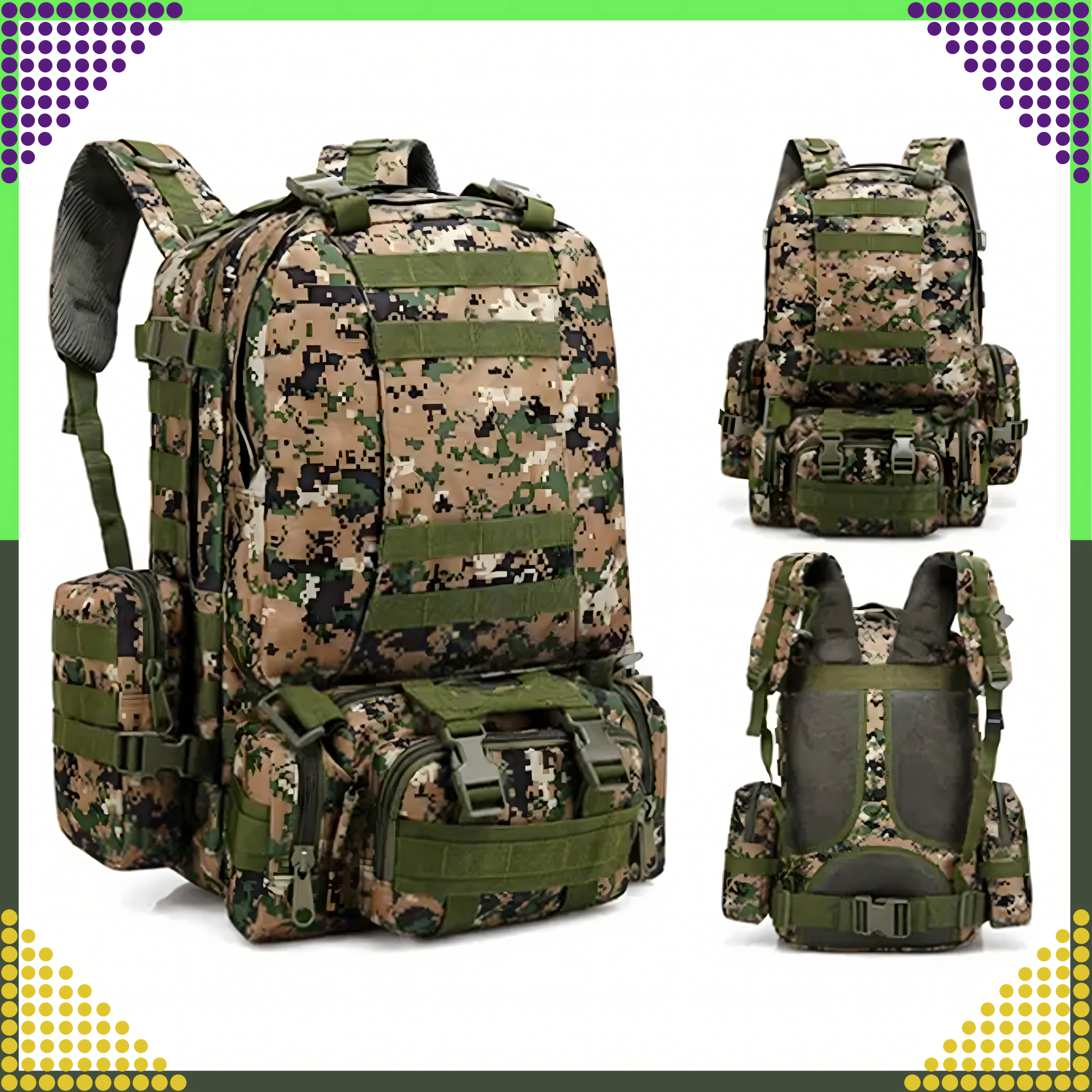 Tactical Military Travel Backpack 4-in-1 Survival 50L