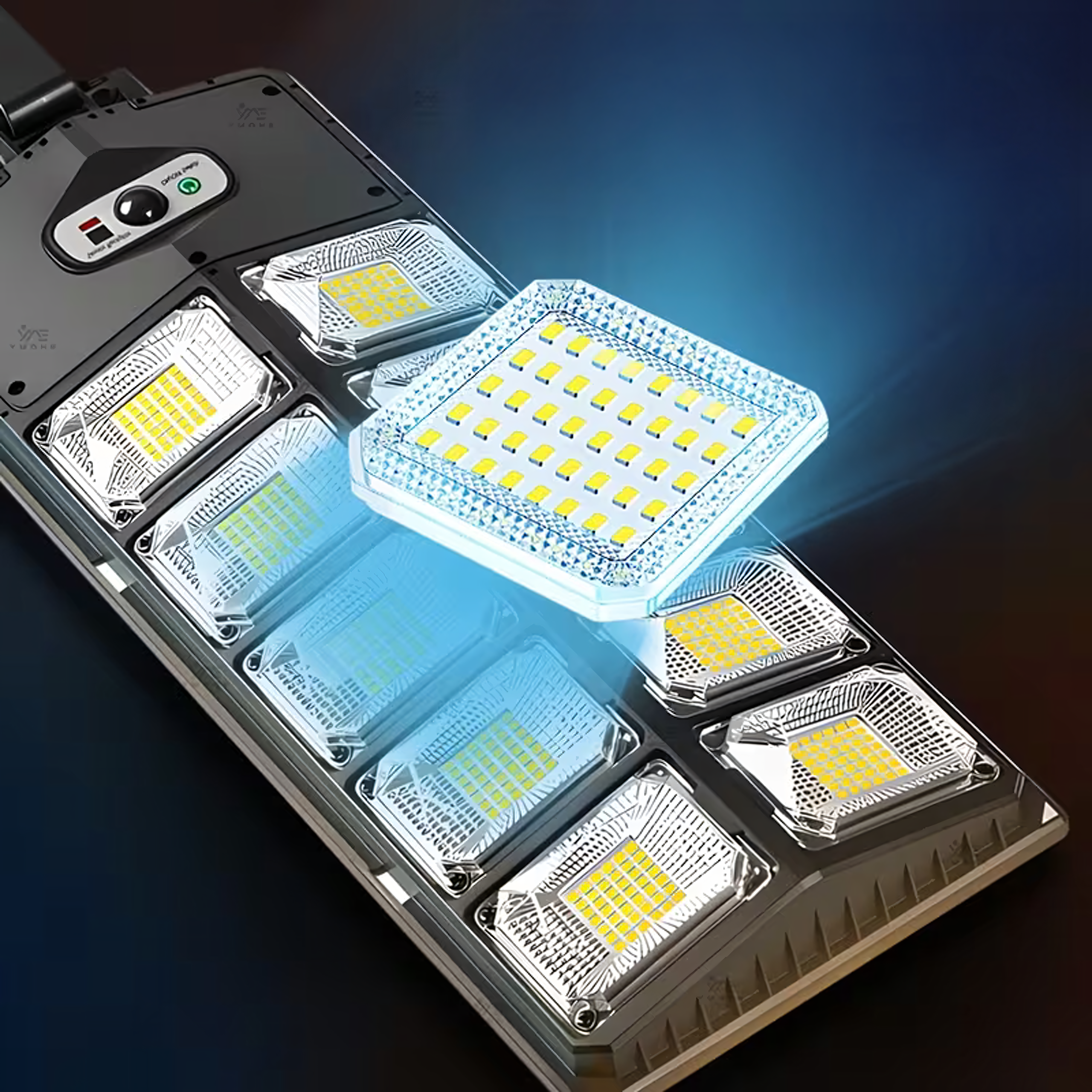 Solar LED Lamp with Motion and Twilight Sensor for Outdoor Garden Use with Remote Control (E7)