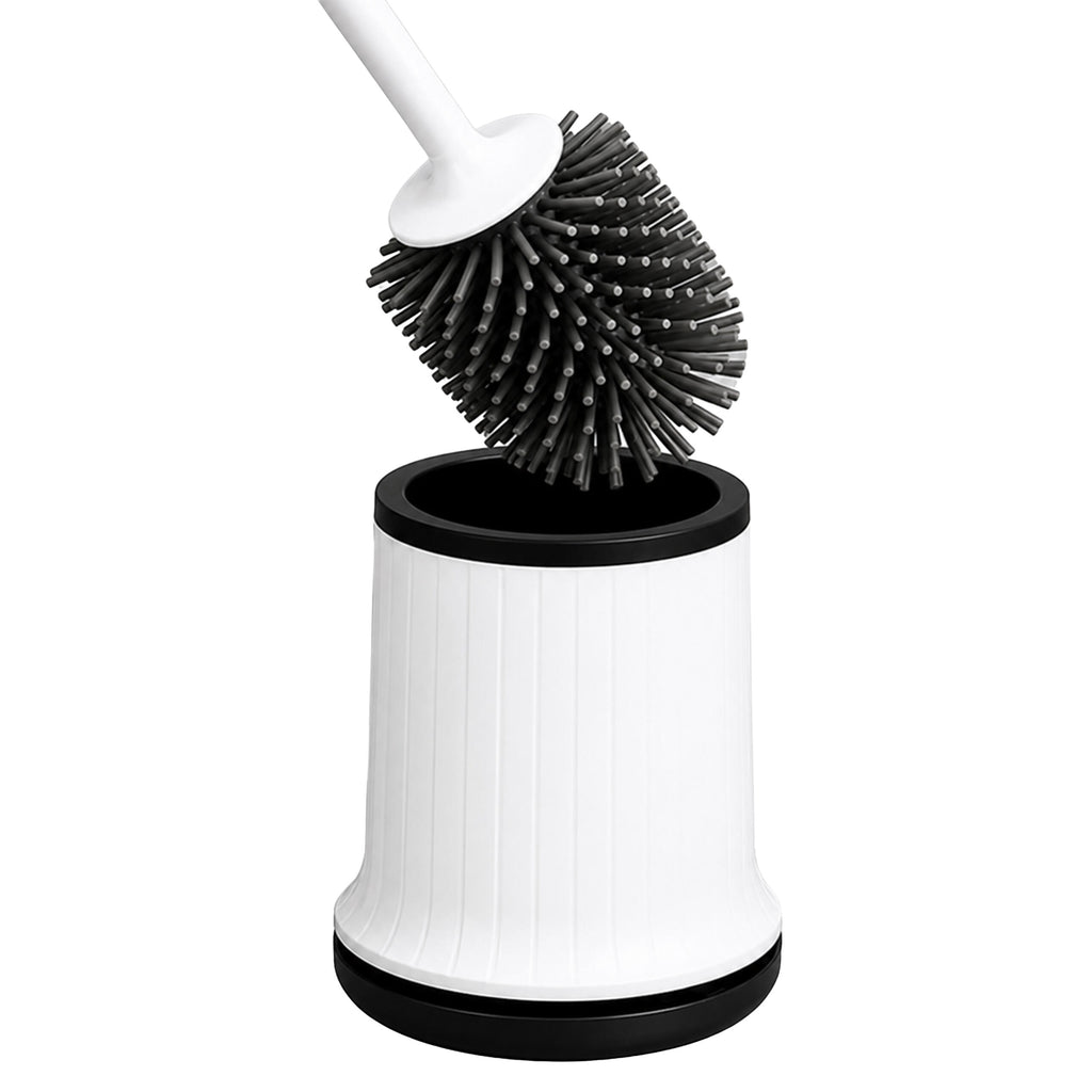 White Silicone Toilet Brush with Holder and Wall Mount
