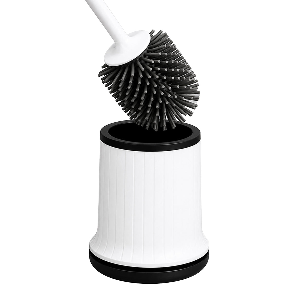 White Silicone Toilet Brush with Holder and Wall Mount