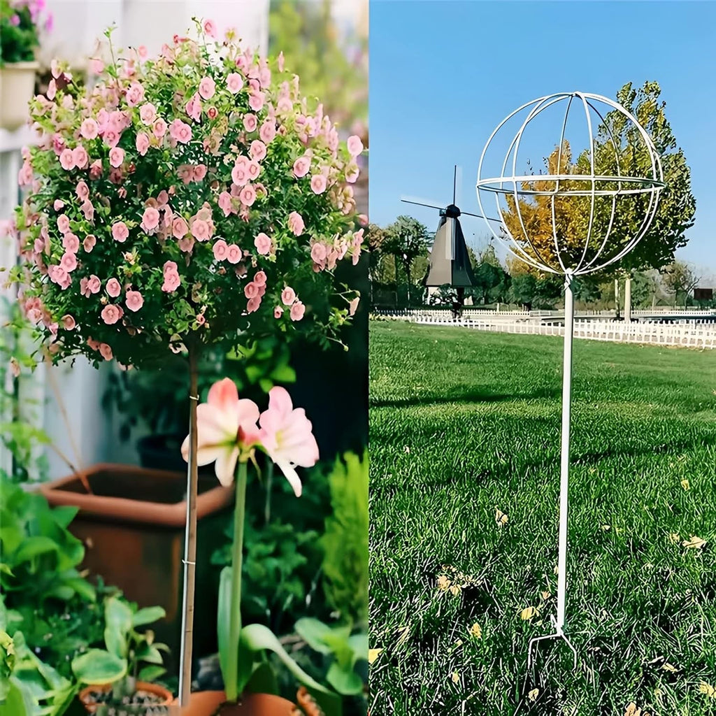 Valge metallist aiapergola tugi roniroosidele ja lilledele 50x10cm