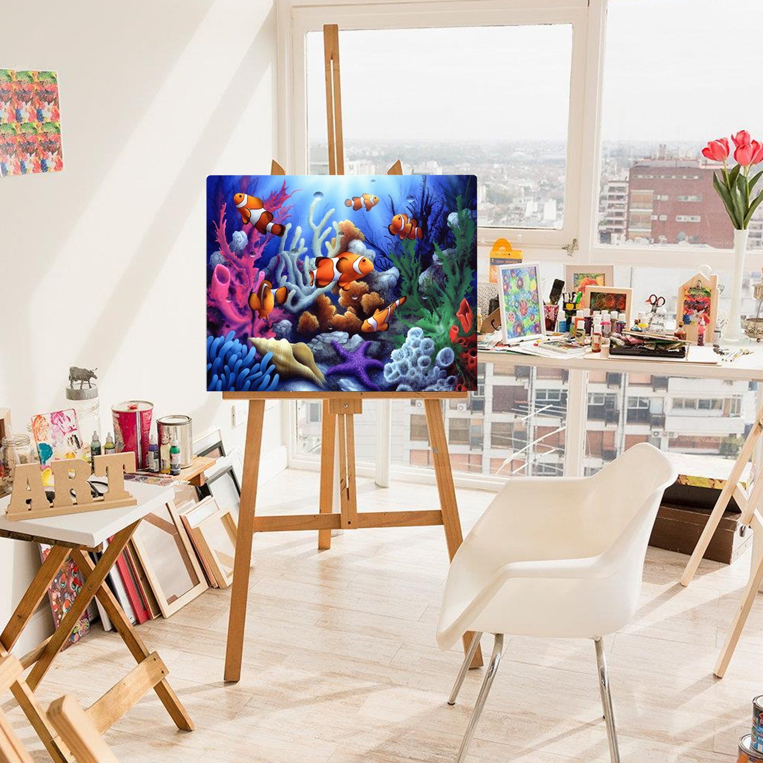 Numbrite järgi maalimise lõuend raamiga isetegemise komplekt pintslite ja värvidega 40x50