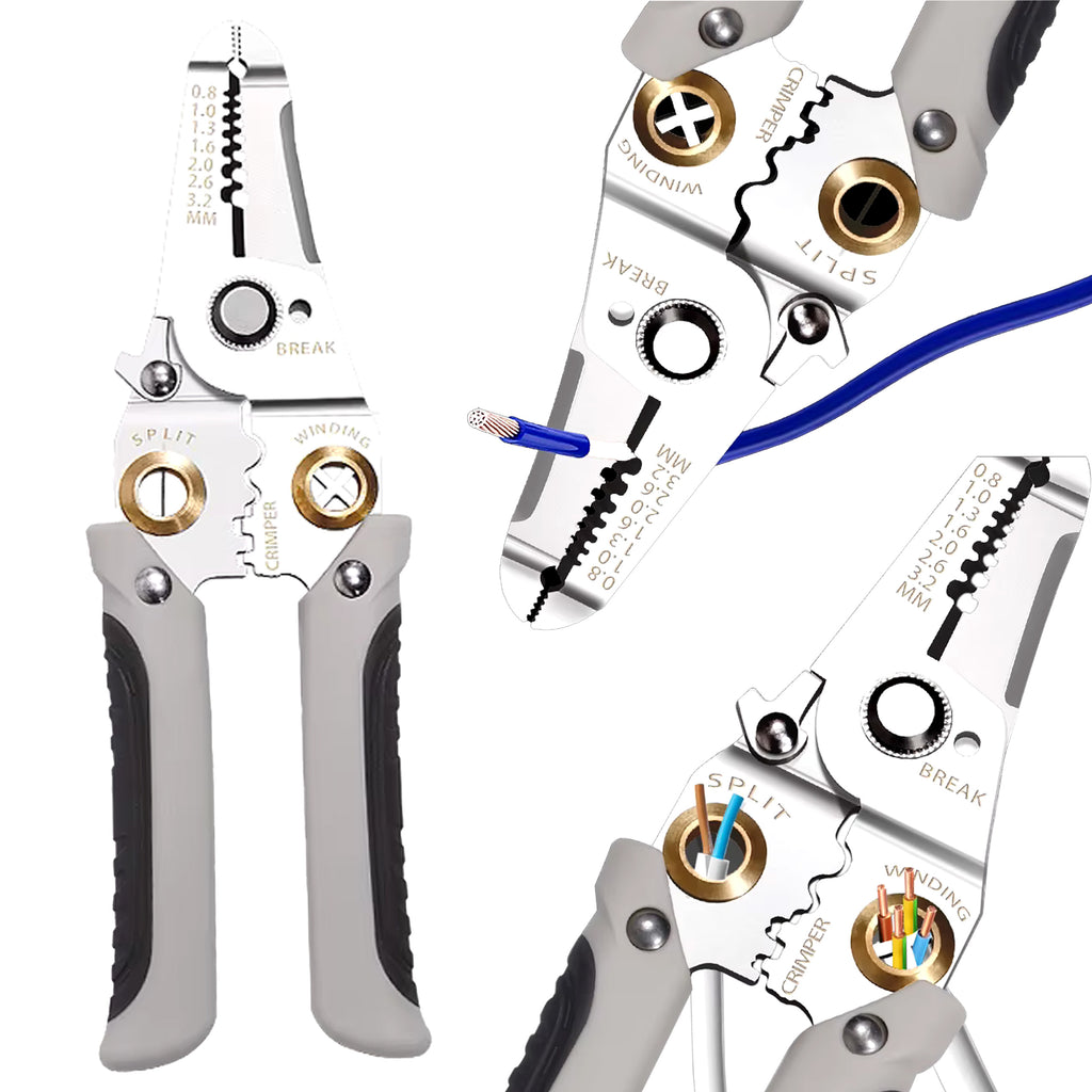 7-in-1 Cable Insulation Stripping and Connector Crimping Pliers 0.8-3.2 mm