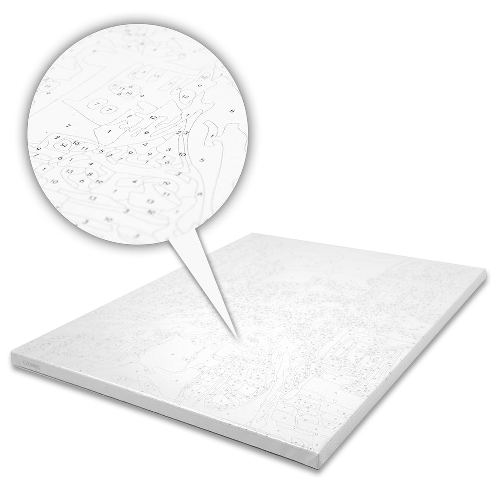 Numbrite järgi maalimise komplekt raamiga 40x50 cm – Hundid disain