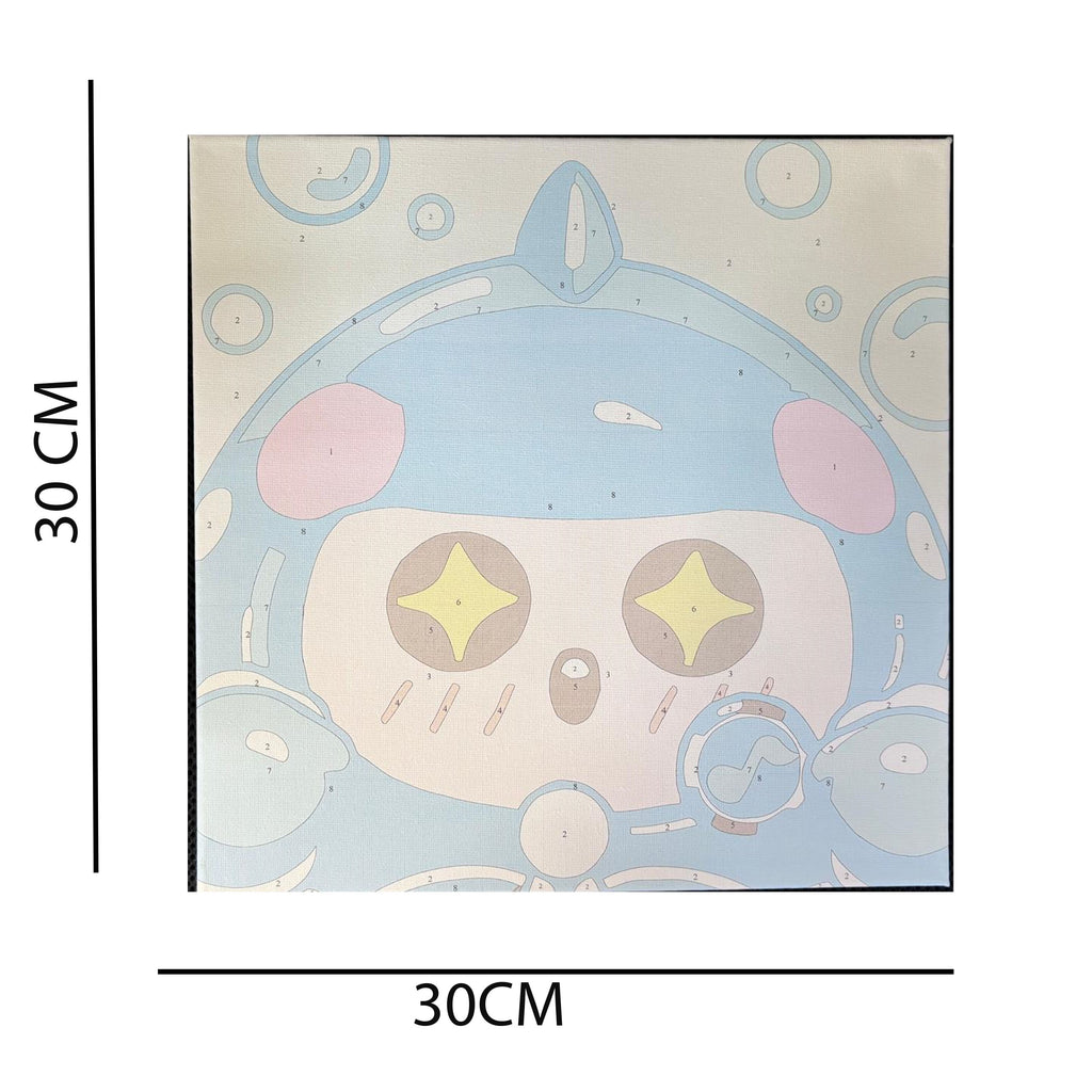 Numbrite järgi värvimise pilt raamiga ja pintslite komplekt 30x30 lastele