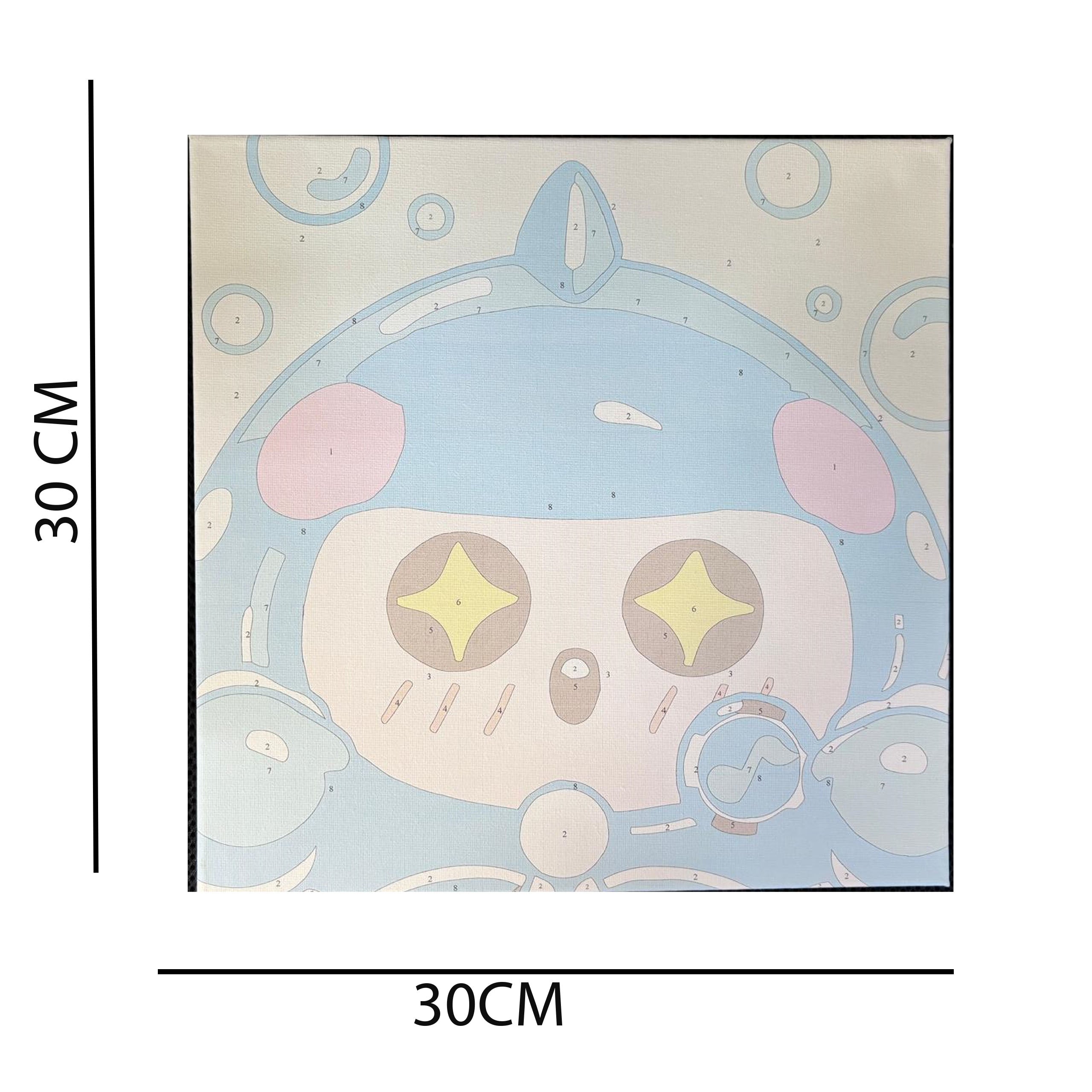 Numbrite järgi värvimise pilt raamiga ja pintslite komplekt 30x30 lastele