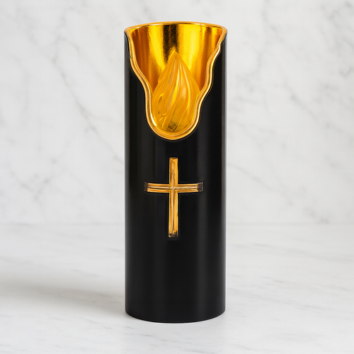 12x Black LED Candle Battery Operated with Flame Effect 15cm Candle Insert