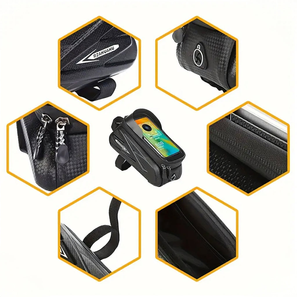 Waterproof Bicycle Handlebar Bag with Touchscreen Phone Case