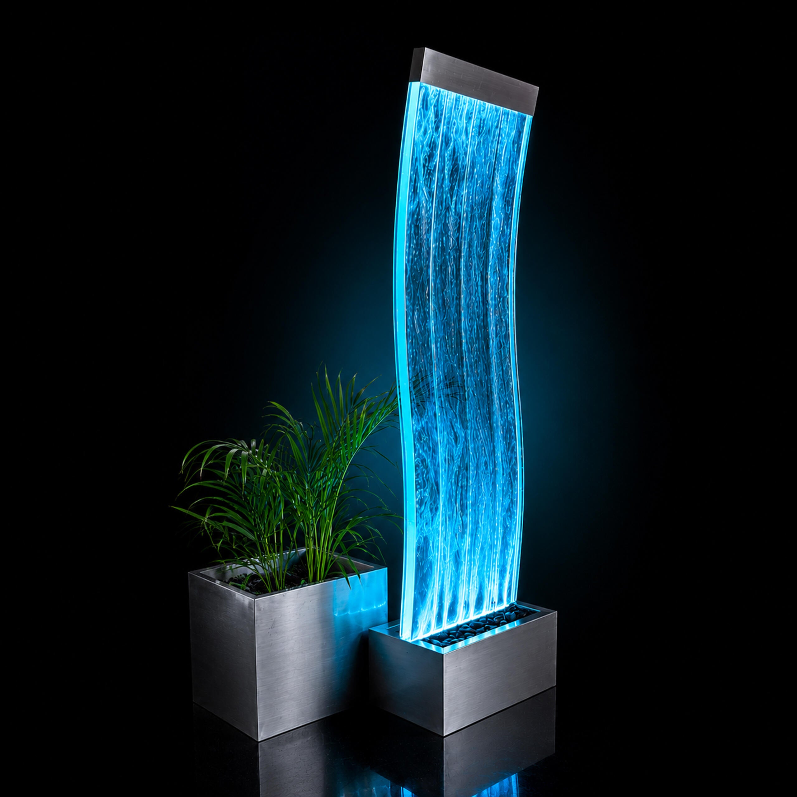 Freestanding Bubble Water Wall Fountain with LED Colors 183x50x28cm