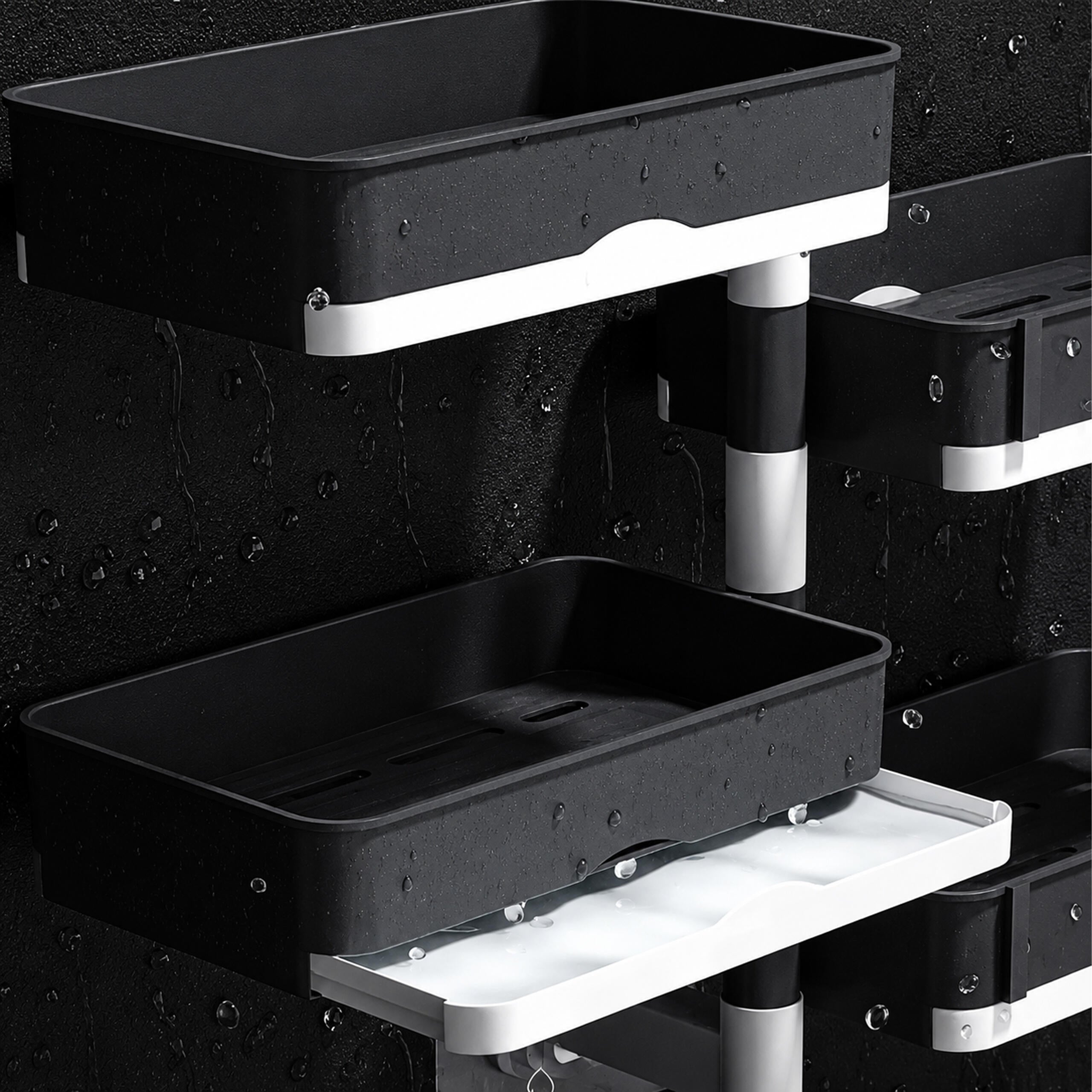 4-Tier Rotating Bathroom Soap Dish Shelf with Drain
