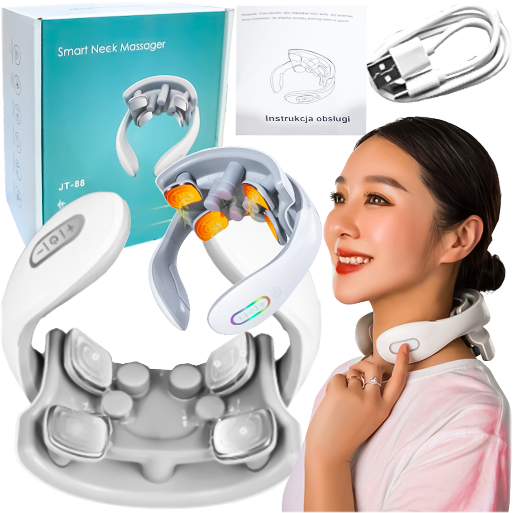 Wireless Pulsating Neck and Back Massager with Heating and EMS