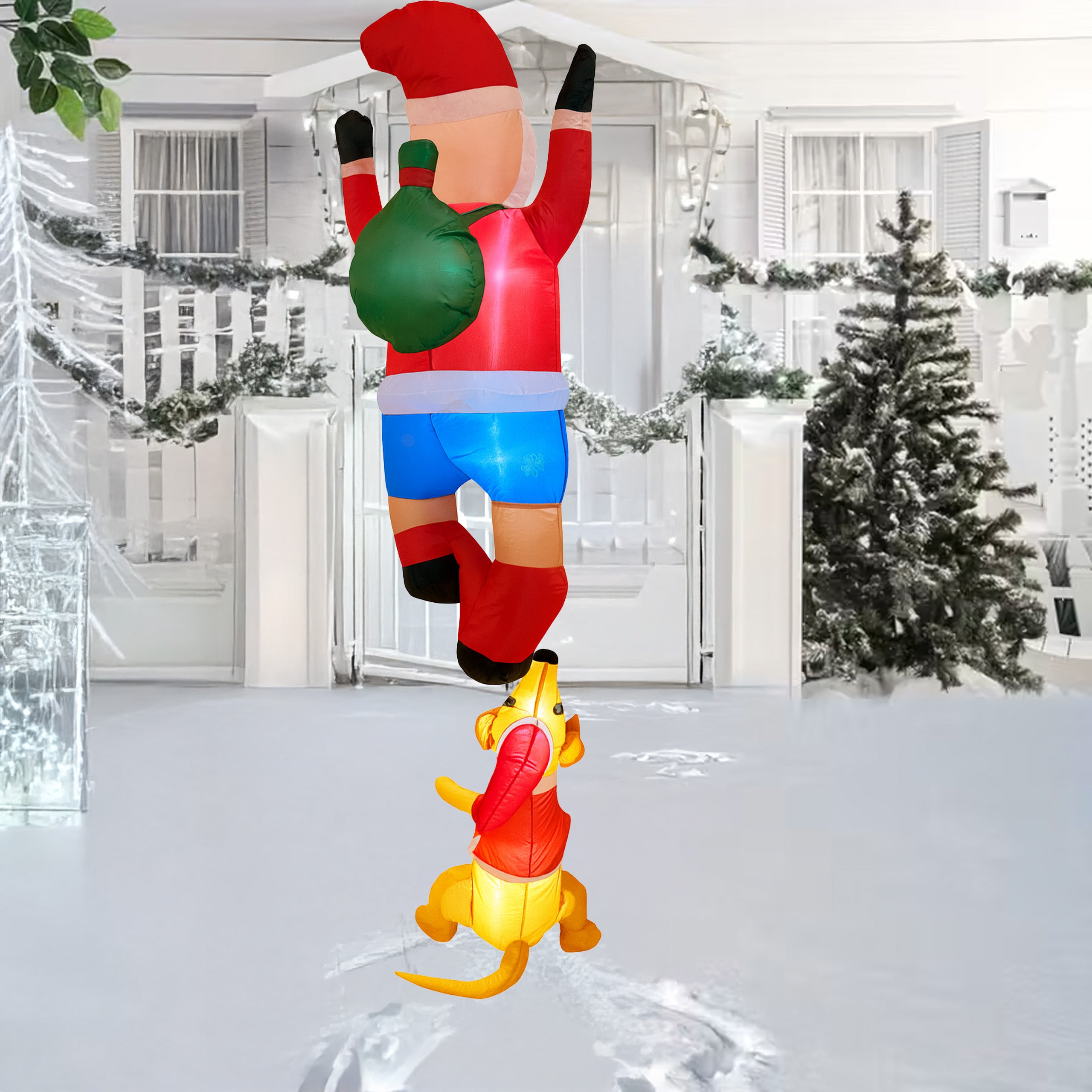 Täispuhutav jõuluvana põhjapõdraga 1.8m jõulukaunistus LED-taustvalgustusega