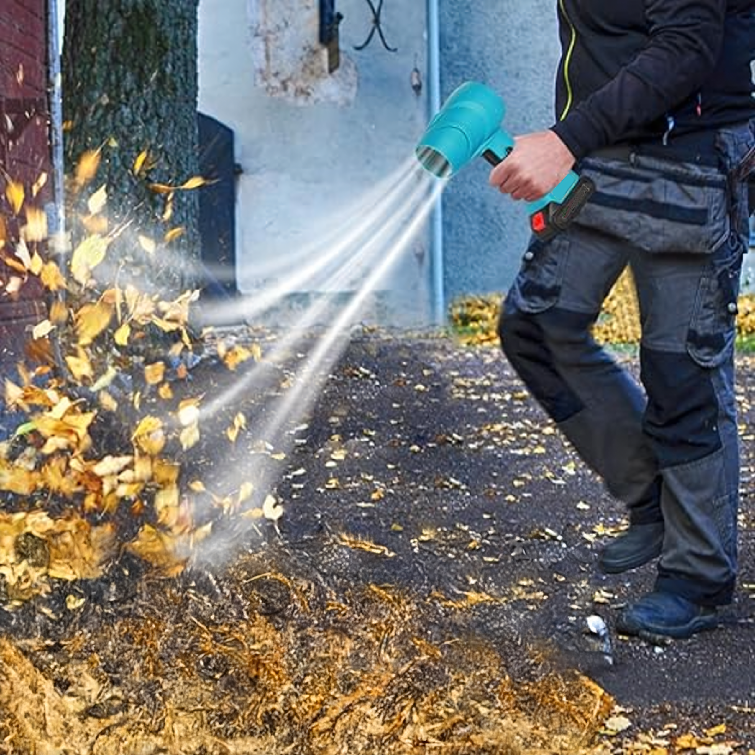 Juhtmevaba 400W käsipuhur lehtede, tolmu ja lume jaoks, 2 akuga 2x