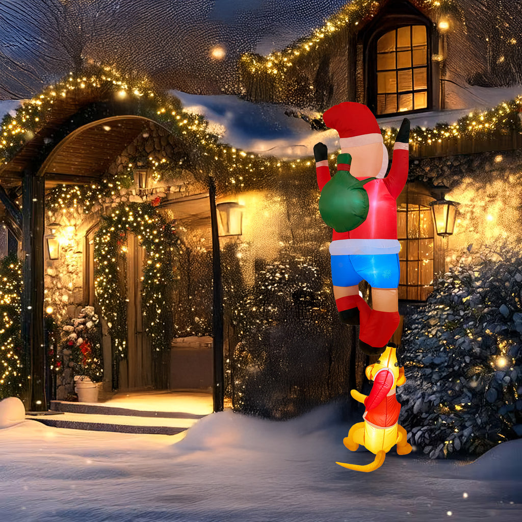 Täispuhutav jõuluvana põhjapõdraga 1.8m jõulukaunistus LED-taustvalgustusega