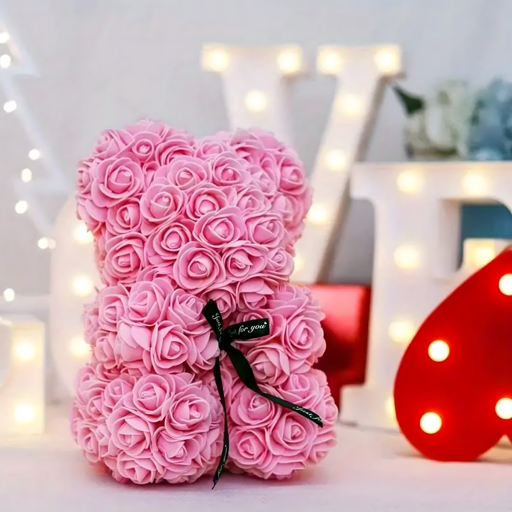 Karu LED roosidega kingitus emale, tüdrukutele, vanaemale Igavene roosikomplekt 25 cm