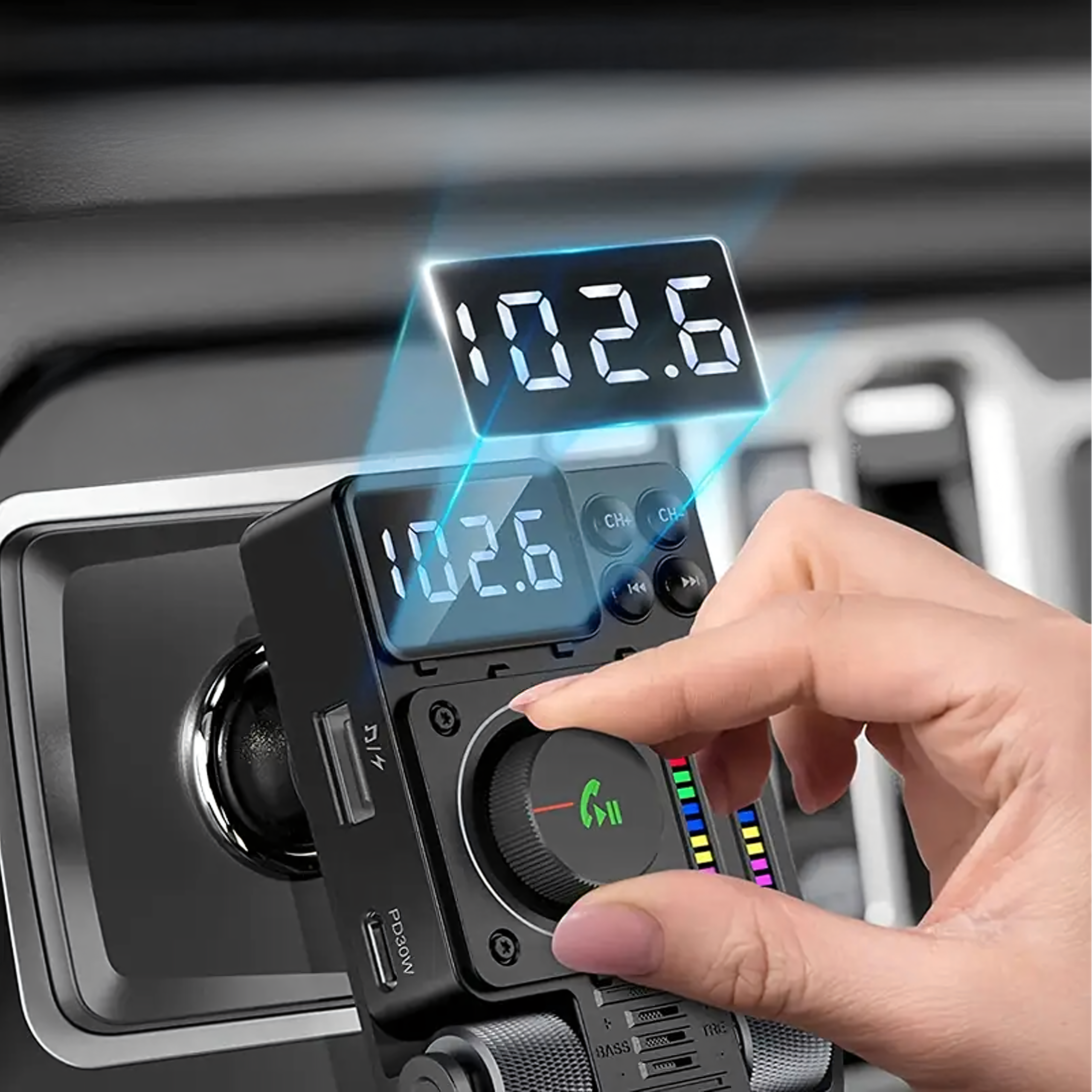 Auto FM-raadio saatja Bluetooth 5.3 PD 30W laadija