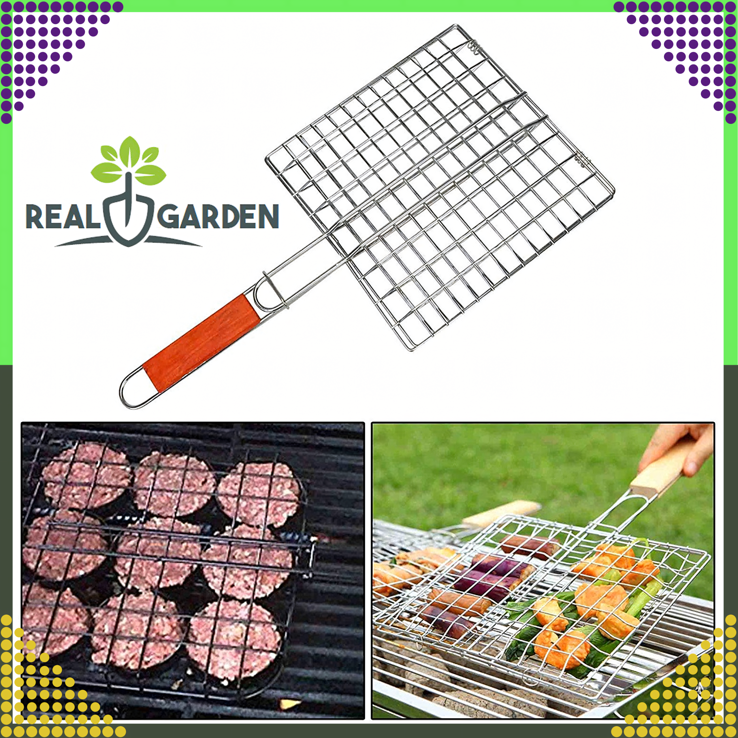 Foldable Grilling Rack for Baking Lockable Metal Grid 34x58 cm