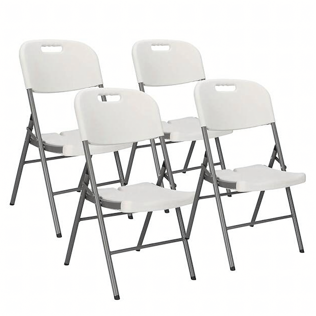 White Folding Outdoor Catering Chairs for Picnic Set of 4 4 pcs