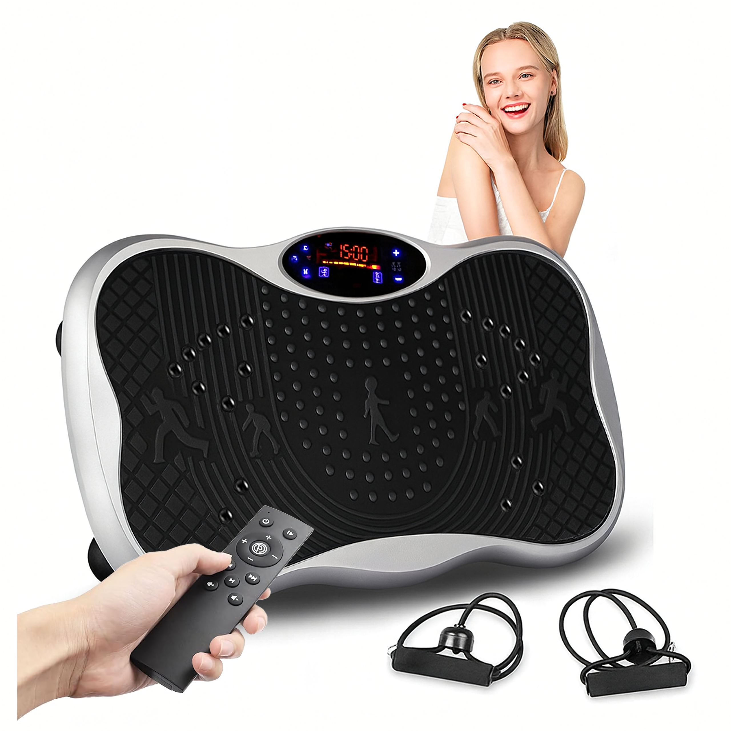 Vibratsiooniplatvorm Vibreeriv Treeningmassaažiseade kaugjuhtimispuldiga, kandevõime 150 kg