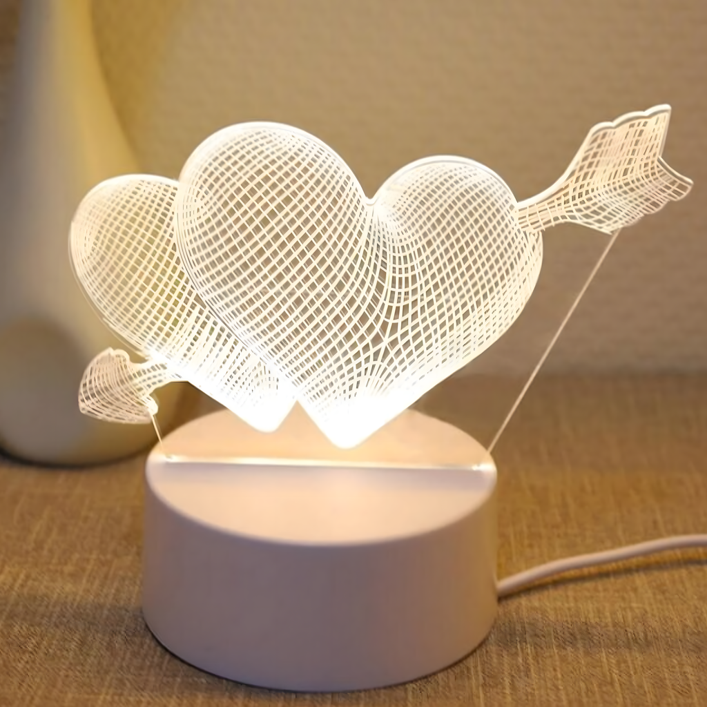 Armastuse Südamed 3D Illusioon Öölamp Laste Magamistuppa USB-ga