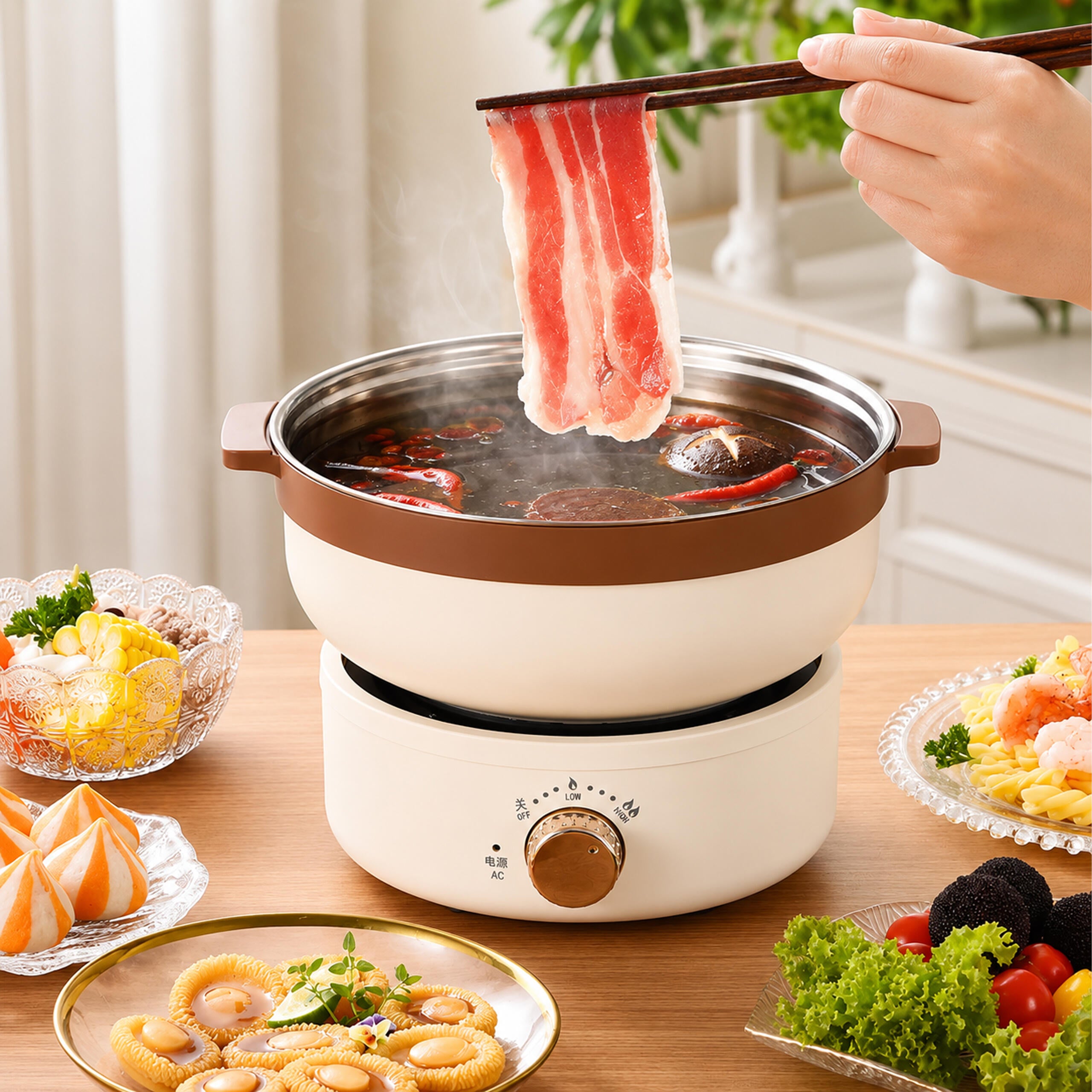 Portable Electric Multifunctional Cooking Pot Foldable 2.5L 700W