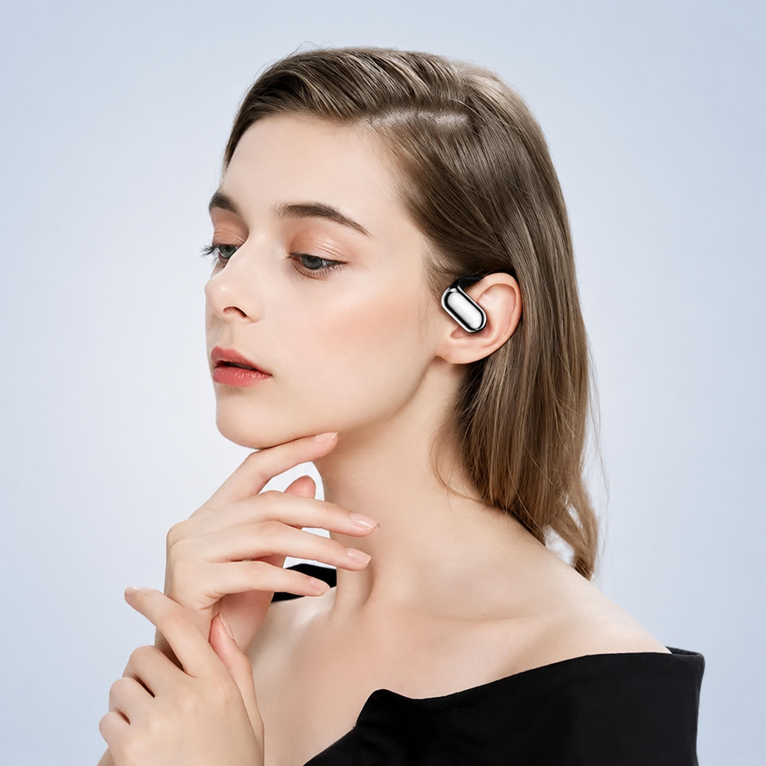 Juhtmevabad Bluetooth-sisekkõrvaklapid AI-tõlkefunktsiooniga ja akupangana toimiva karbiga, mustad RC-K-2614
