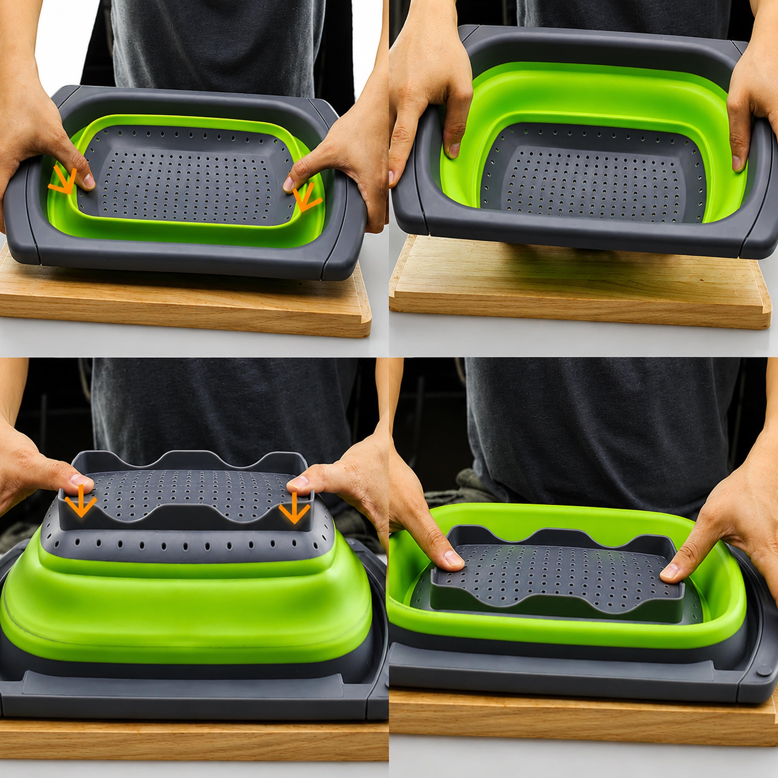 672x Silicone Foldable Kitchen Colander Drainer 61cm
