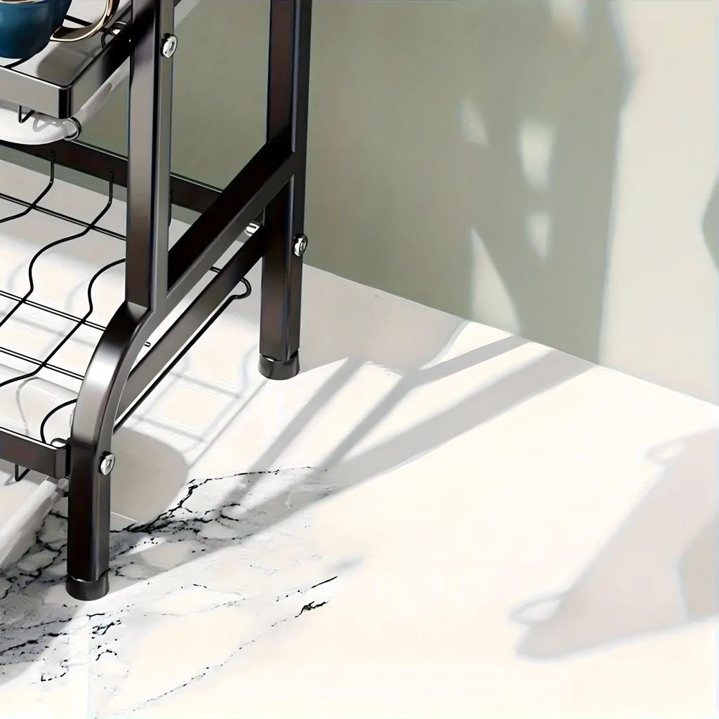 Dish Drying Rack Drainer Three-Tier Black Large XXL