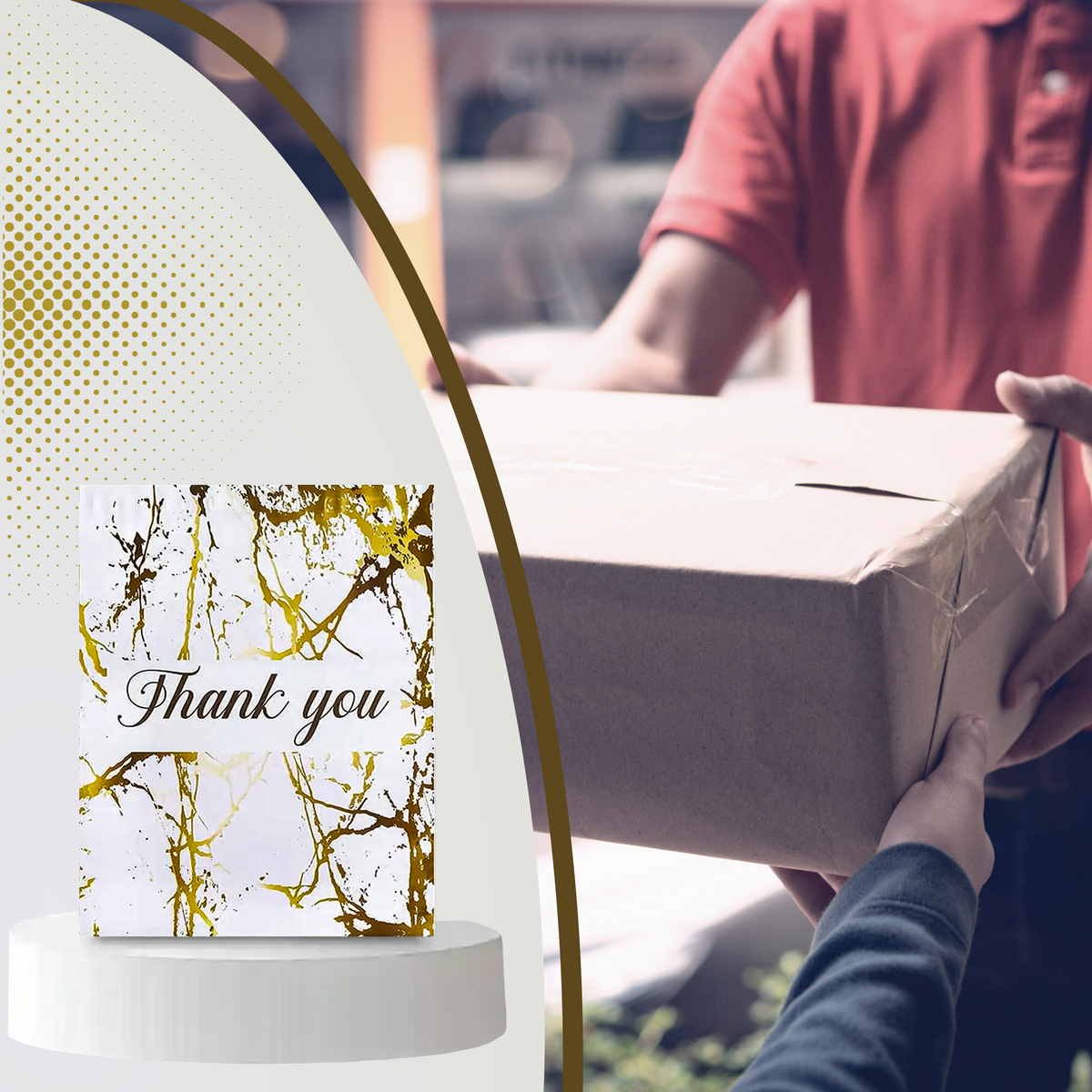 Kullerpolüümbrikud kuldse marmormustriga „Thank You“ 255 × 370 mm, 50 tk RC122-12179