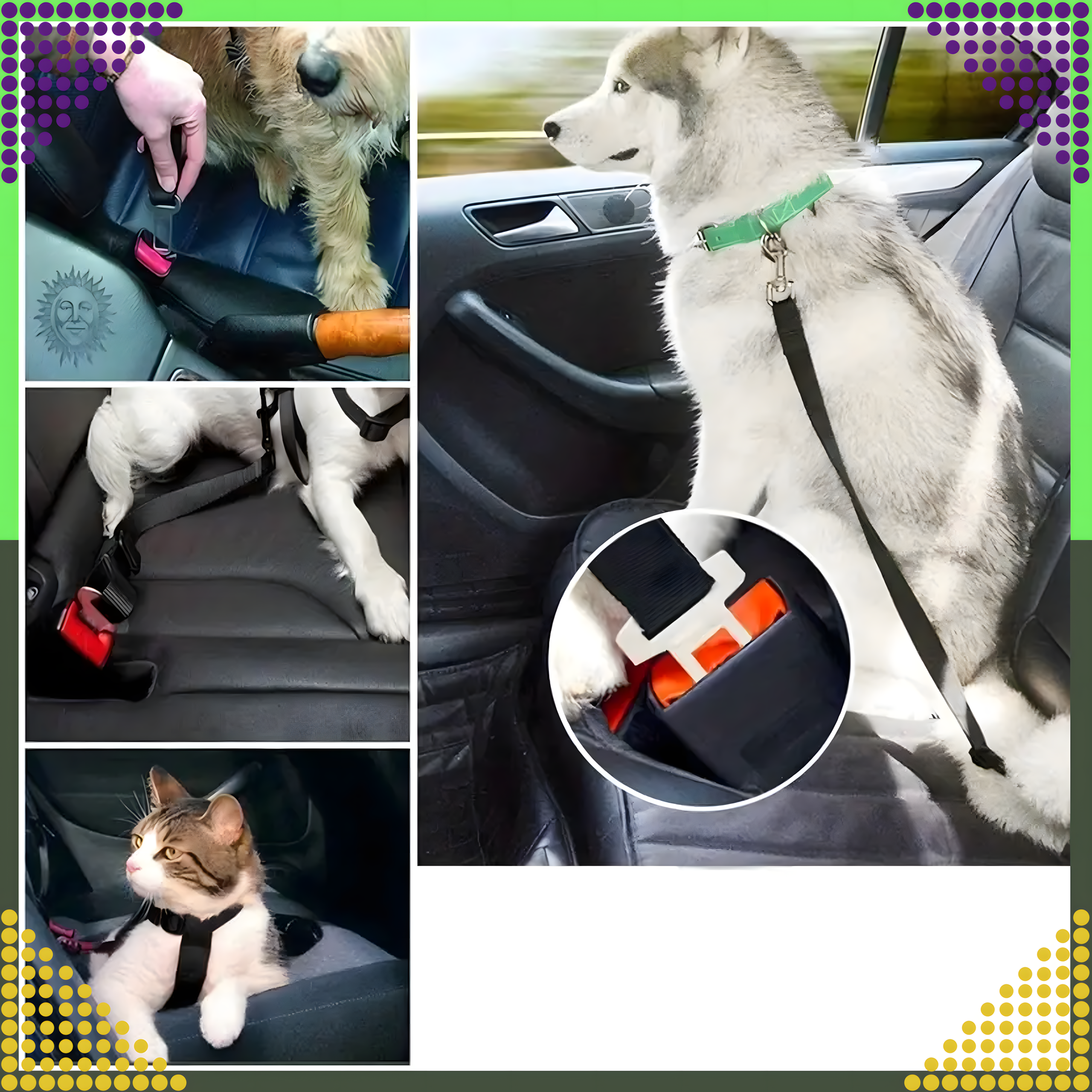 Turvavöö koertele ja kassidele autodele, reguleeritav rihm autodele