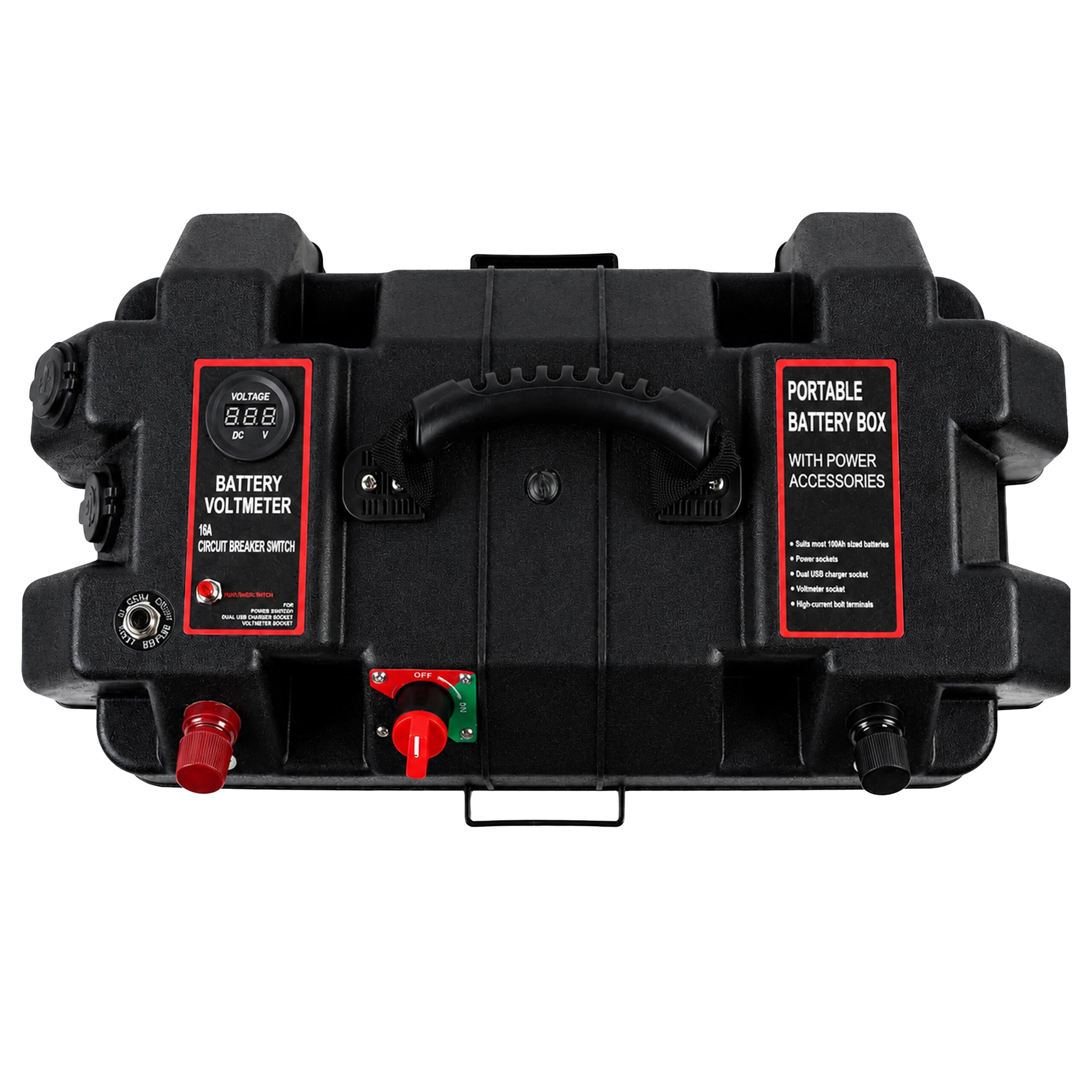 12V akukast voltmeetriga ja 2x USB-pordiga