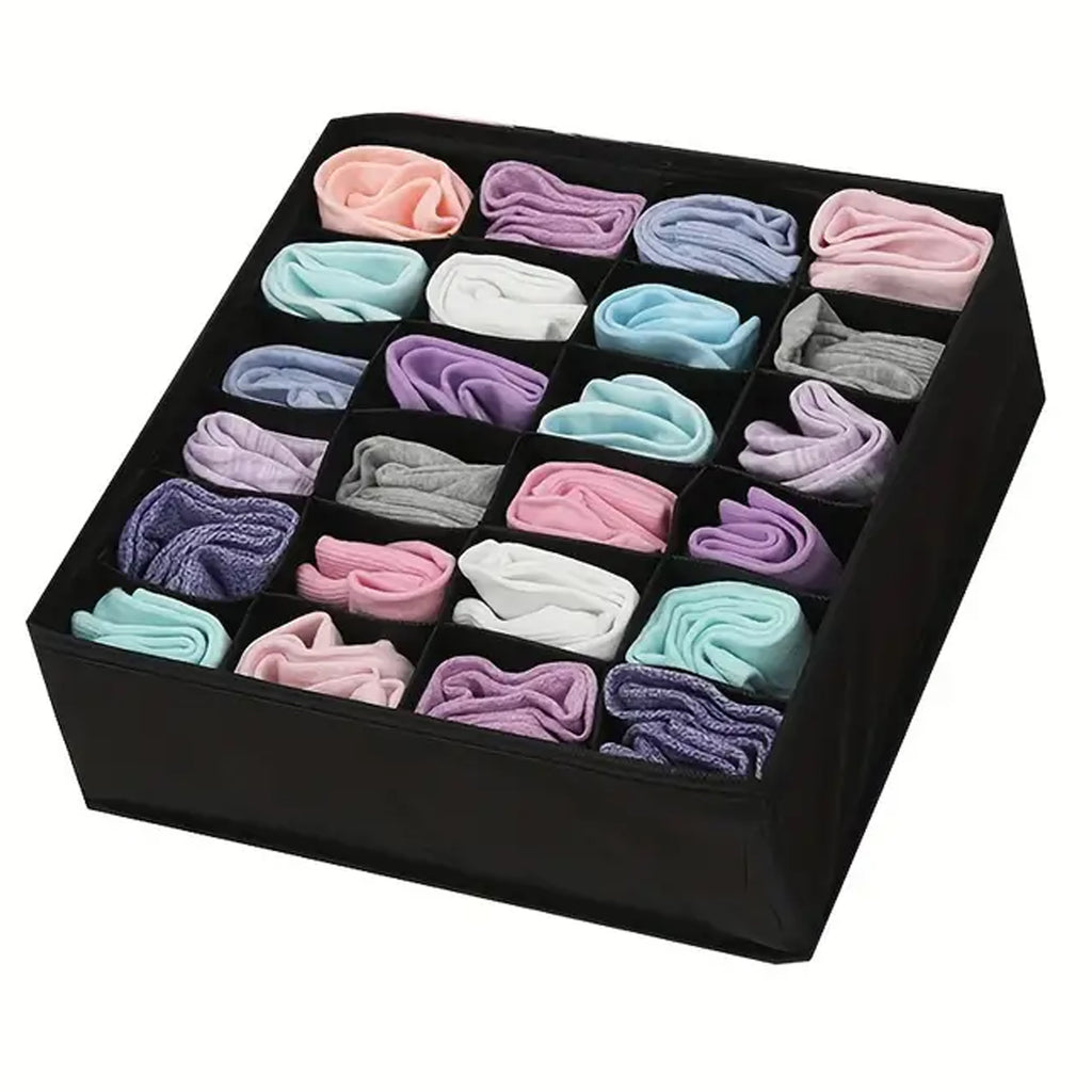 Underwear Organizer for Socks Drawer Insert with 24 Compartments