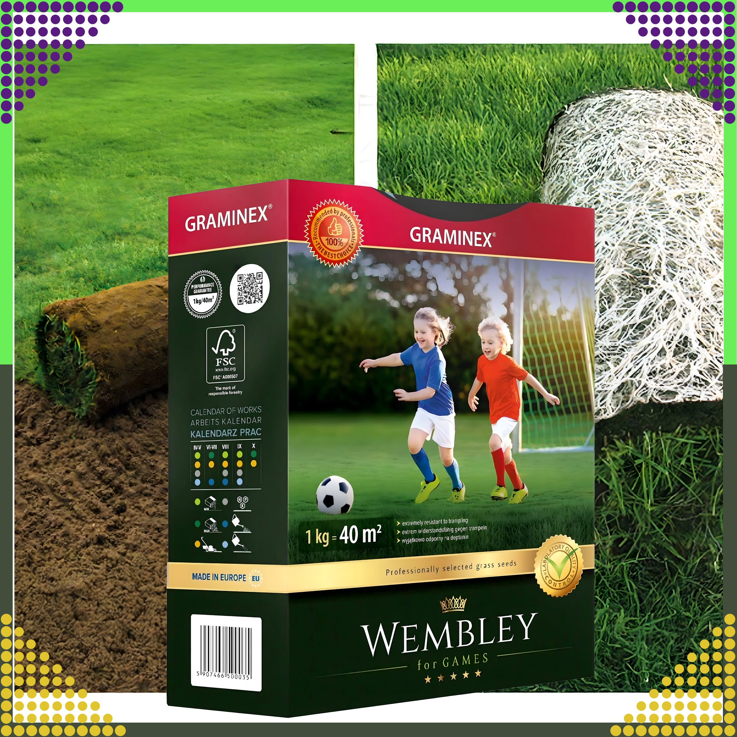 Premium Wembley spordimuru seemned 1kg 40m² jaoks