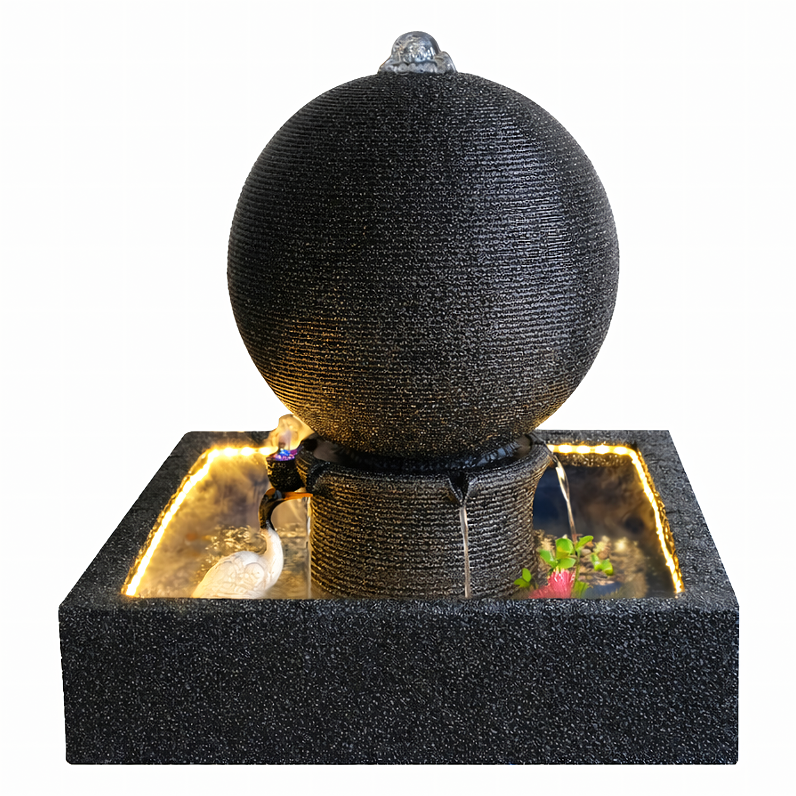 Large Garden Water Fountain with LED Sphere 90x90x98 cm