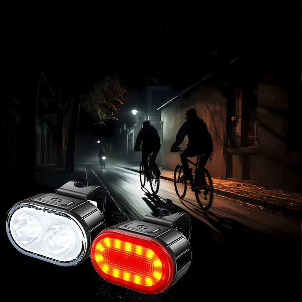 Tugev USB-laetav LED esi- ja tagatulede komplekt jalgrattale 2 tk