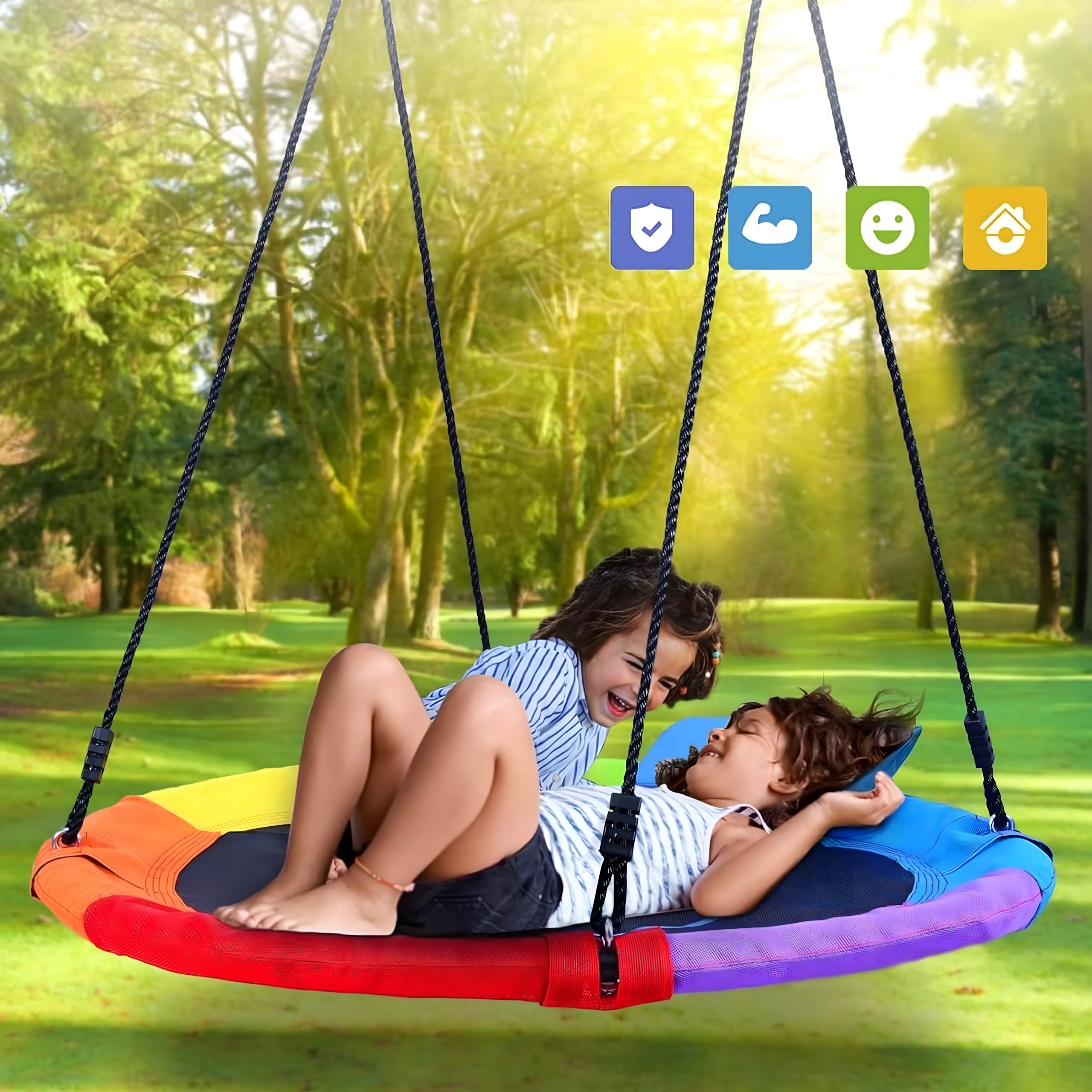 Large Garden Swing 100 cm Bird's Nest for Children with Hammock Frame