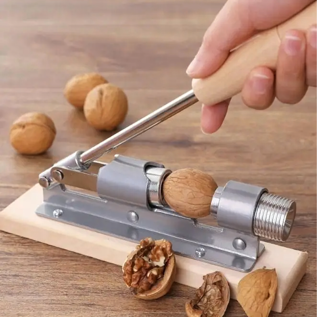 Steel Nutcracker with Wooden Base