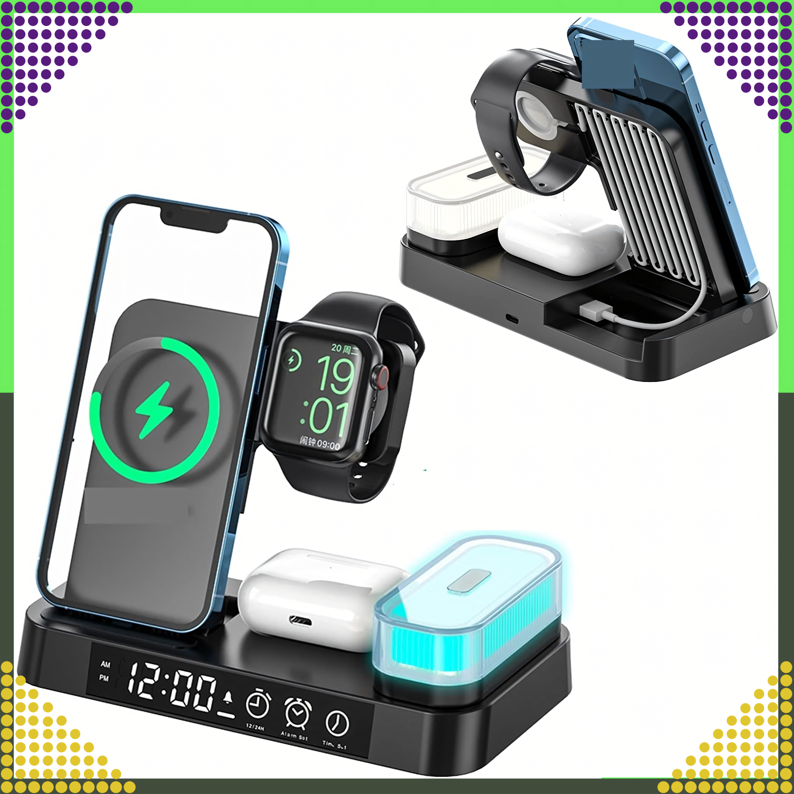 Induktsioonlaadija Juhtmevaba Induktsioonjaam 15W Öölamp 4in1 QI