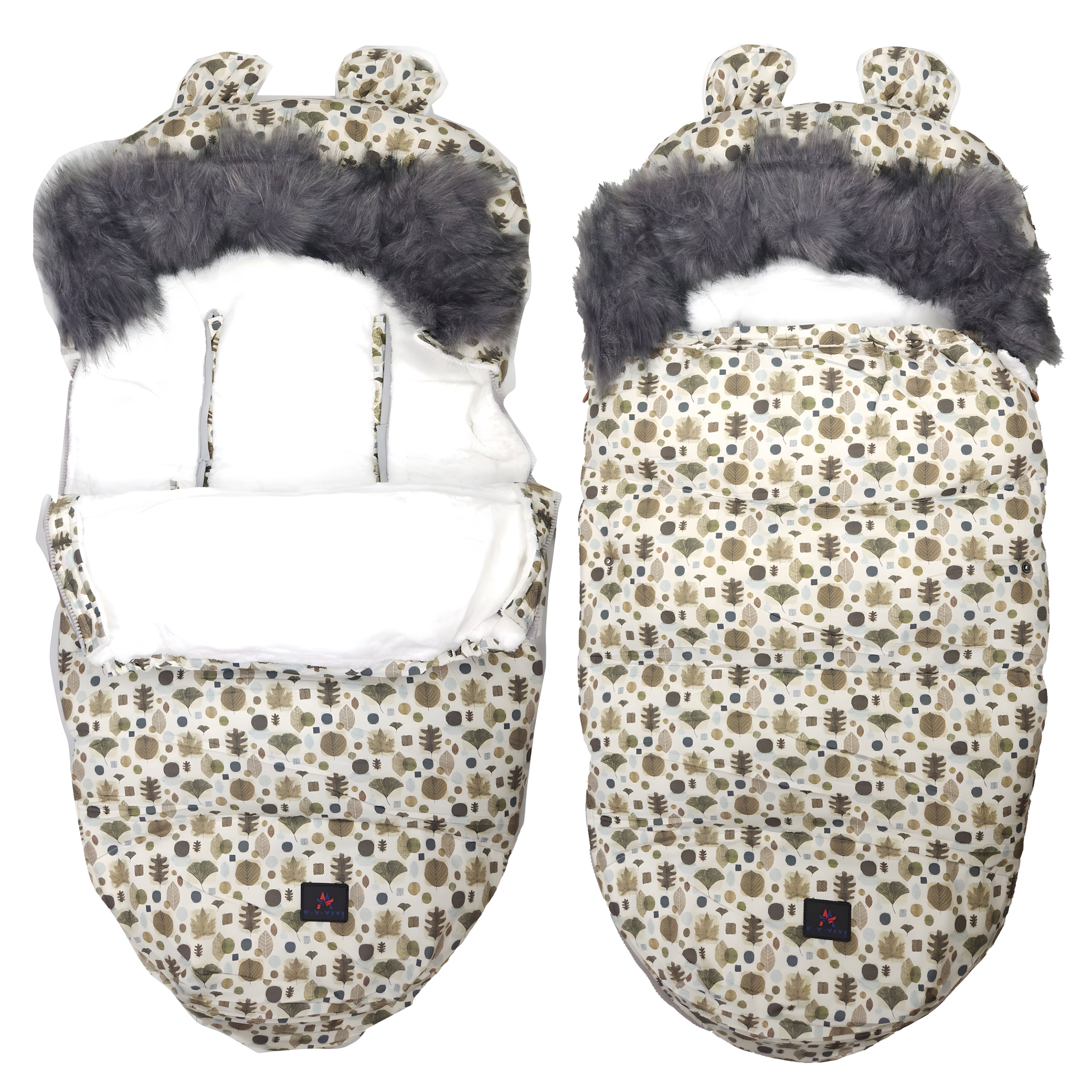 Isolatsiooniga karvane beebikäru istme magamiskott kõrvadega 100 cm