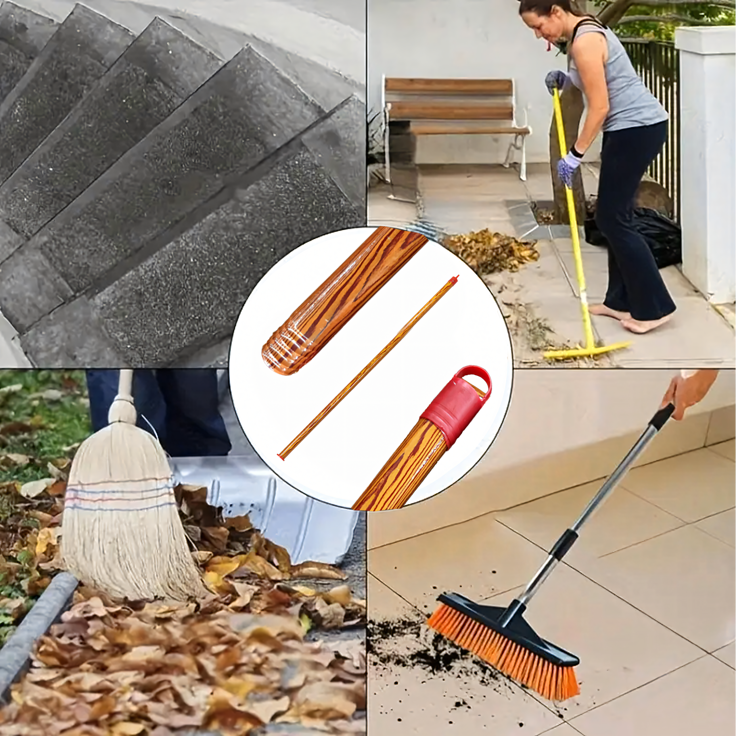 60x Metal Stick 120 cm Handle with Thread for Brush, Broom, Street Sweeper