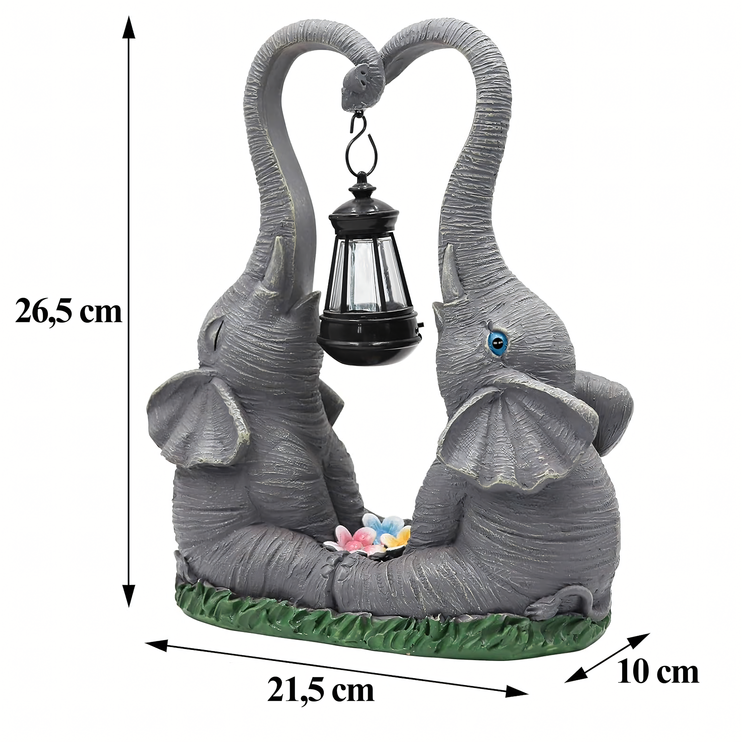 Solar LED Garden Elephant Figurine Lamp with Lantern