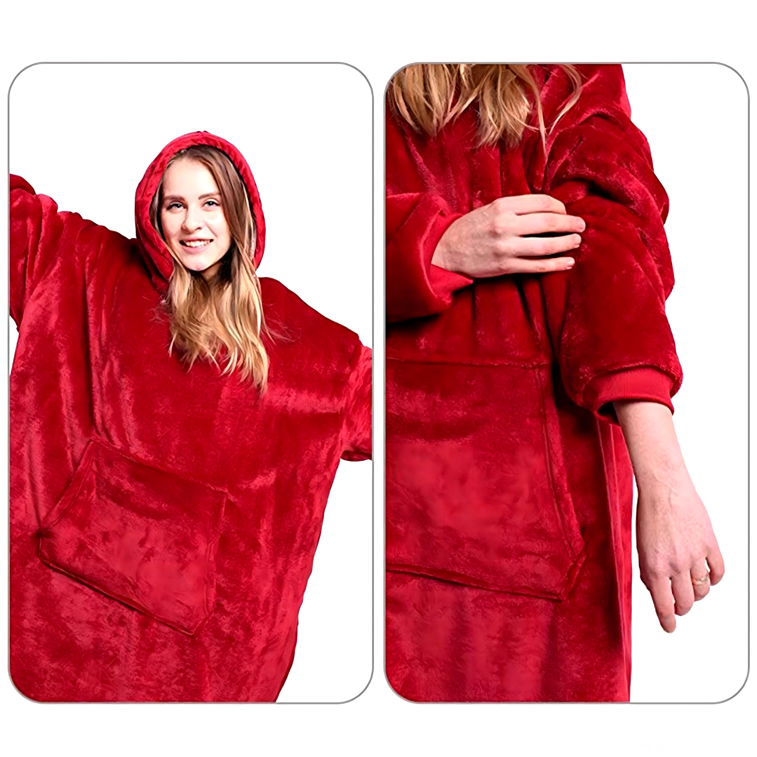 Suur pusa-pleed, ülisuur, paks pusa kapuutsiga, naiste ja meeste hommikumantel