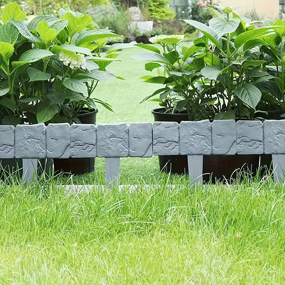 Garden Edging Palisade Lawn Border Stone Split Gray 250 cm
